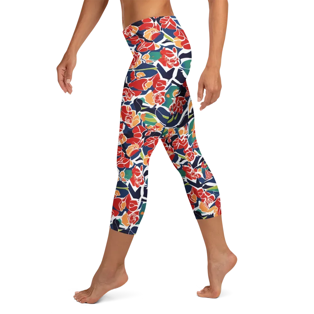 Midnight Garden on Capri Leggings — Left