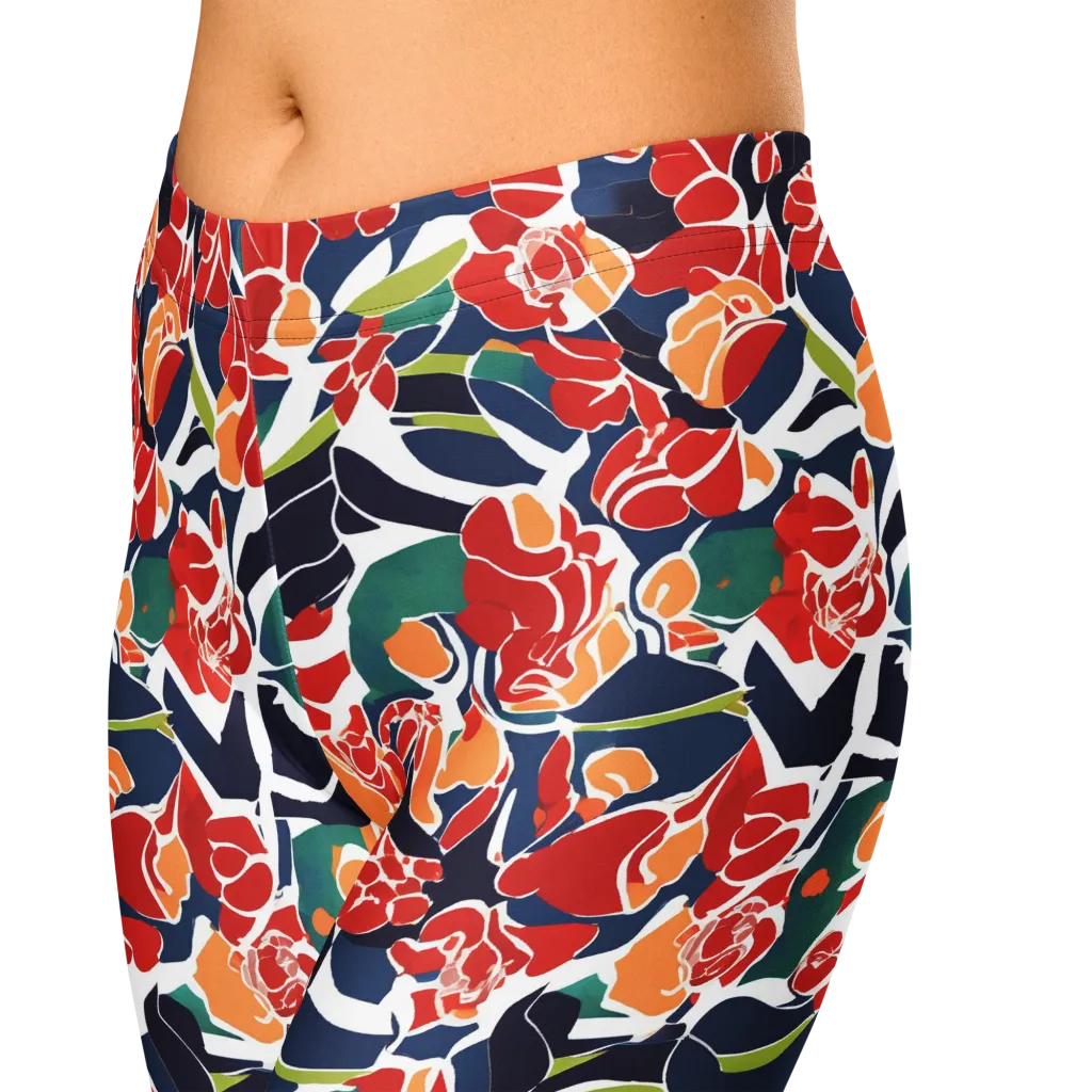 Midnight Garden on Capri Leggings — Zoomed-in