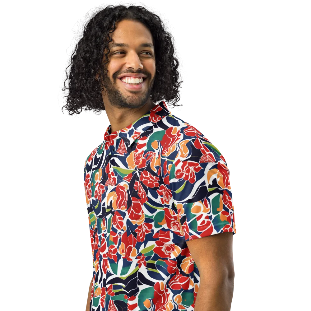 Midnight Garden on Men's Slim Fit Polo Shirt — Left Front