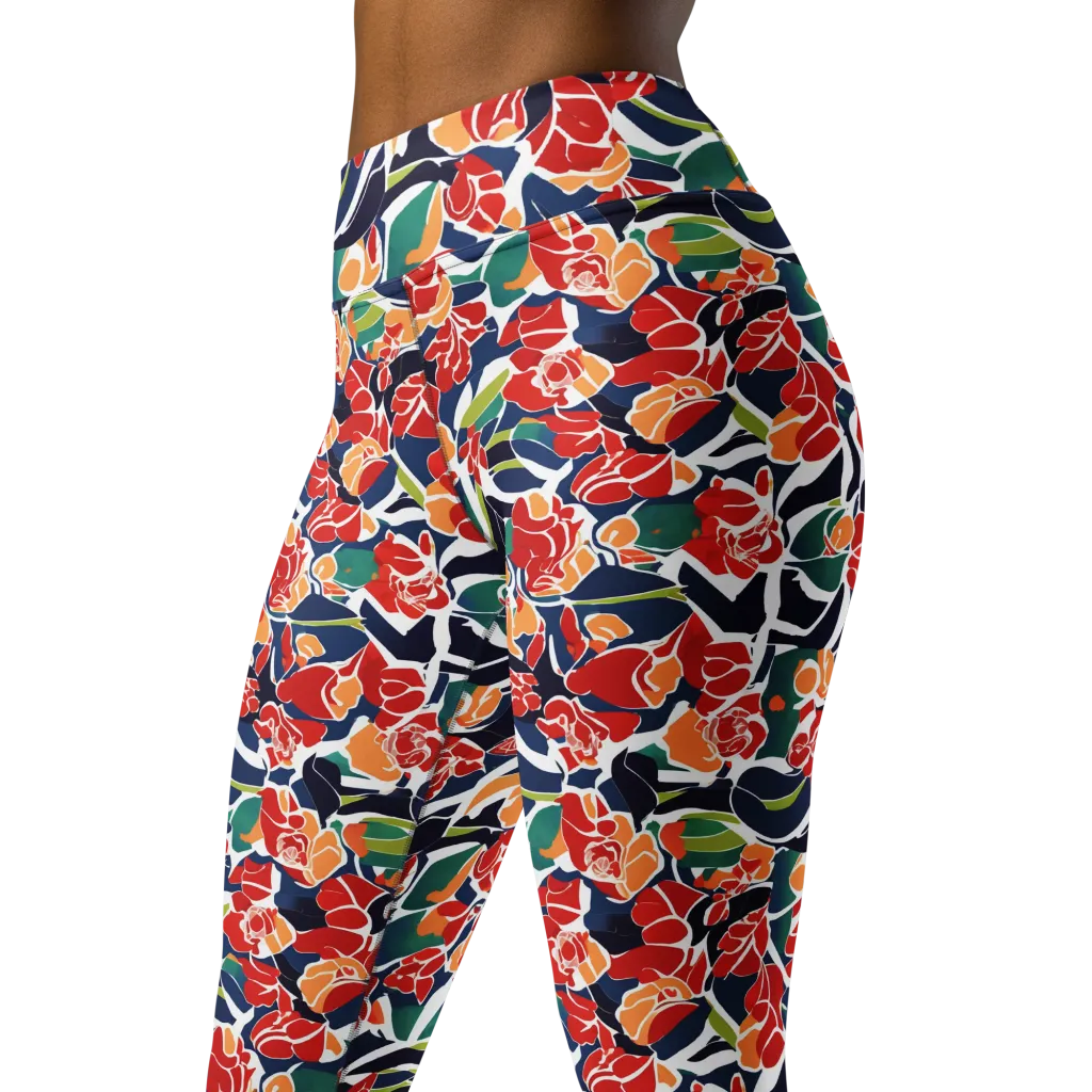 Midnight Garden on Yoga Leggings — Left Front