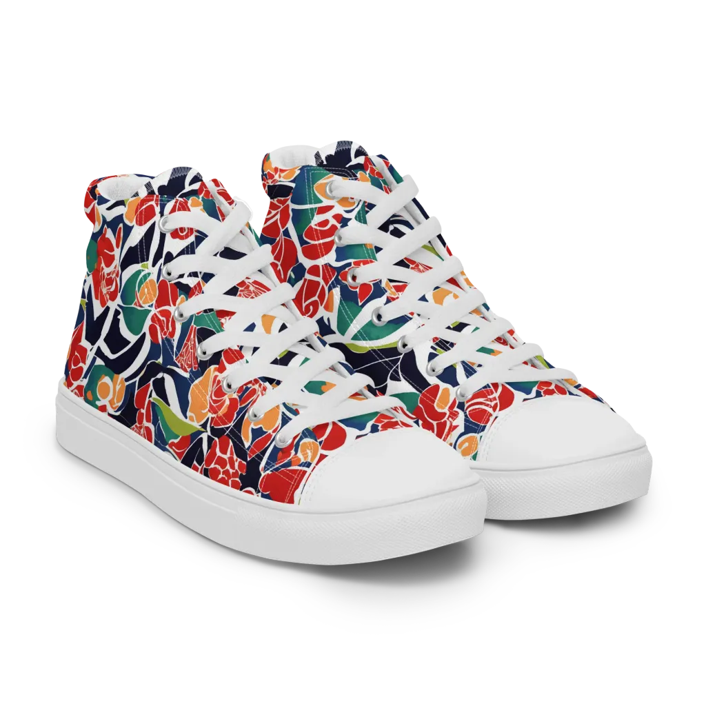 Midnight Garden on Men's High Top Canvas Shoes — Right Front