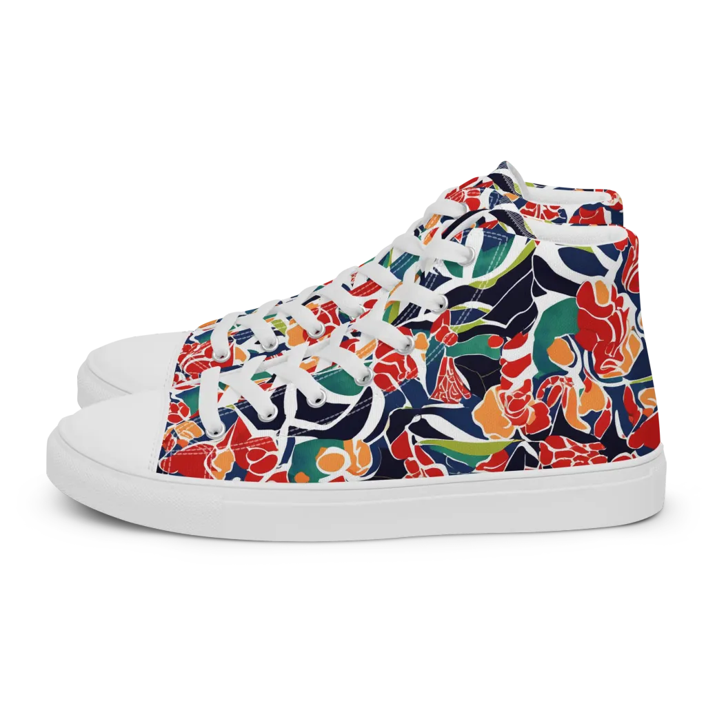 Midnight Garden on Men's High Top Canvas Shoes — Left