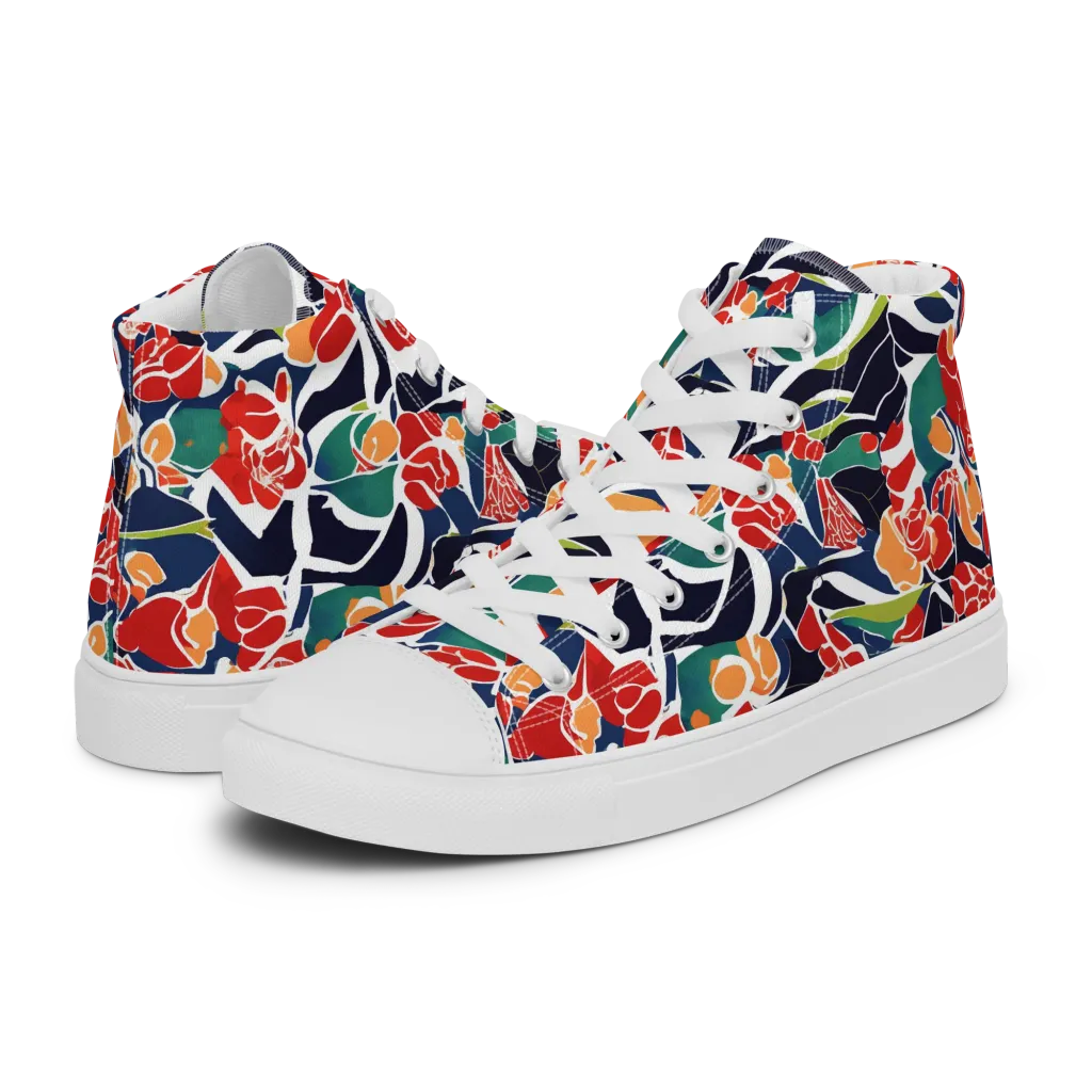 Midnight Garden on Men's High Top Canvas Shoes — Left