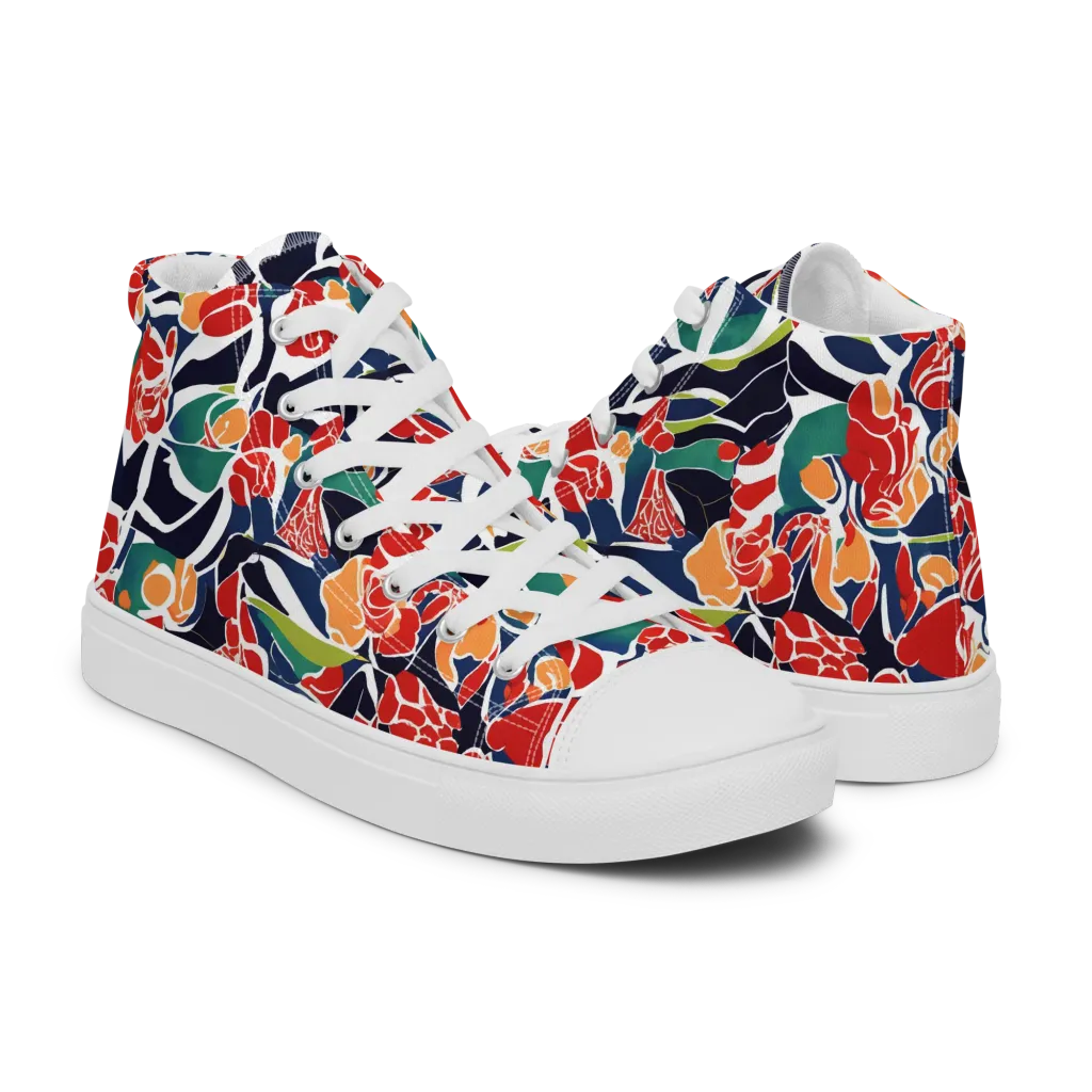 Midnight Garden on Men's High Top Canvas Shoes — Right