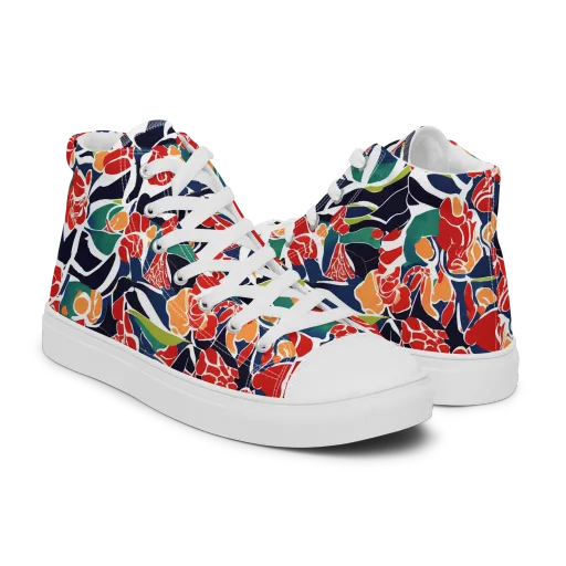 Midnight Garden on a Men's High Top Canvas Shoes
