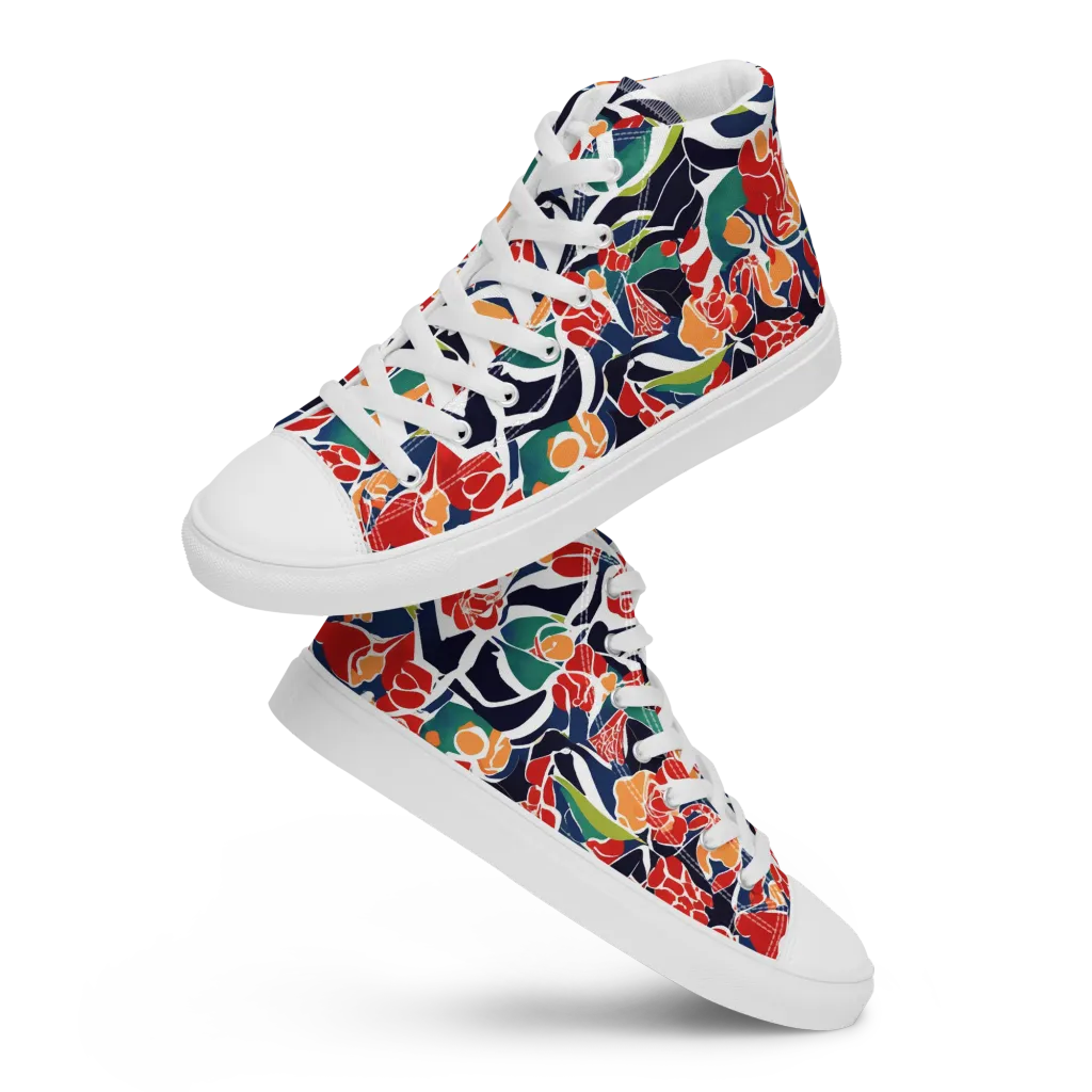 Midnight Garden on Men's High Top Canvas Shoes — Front