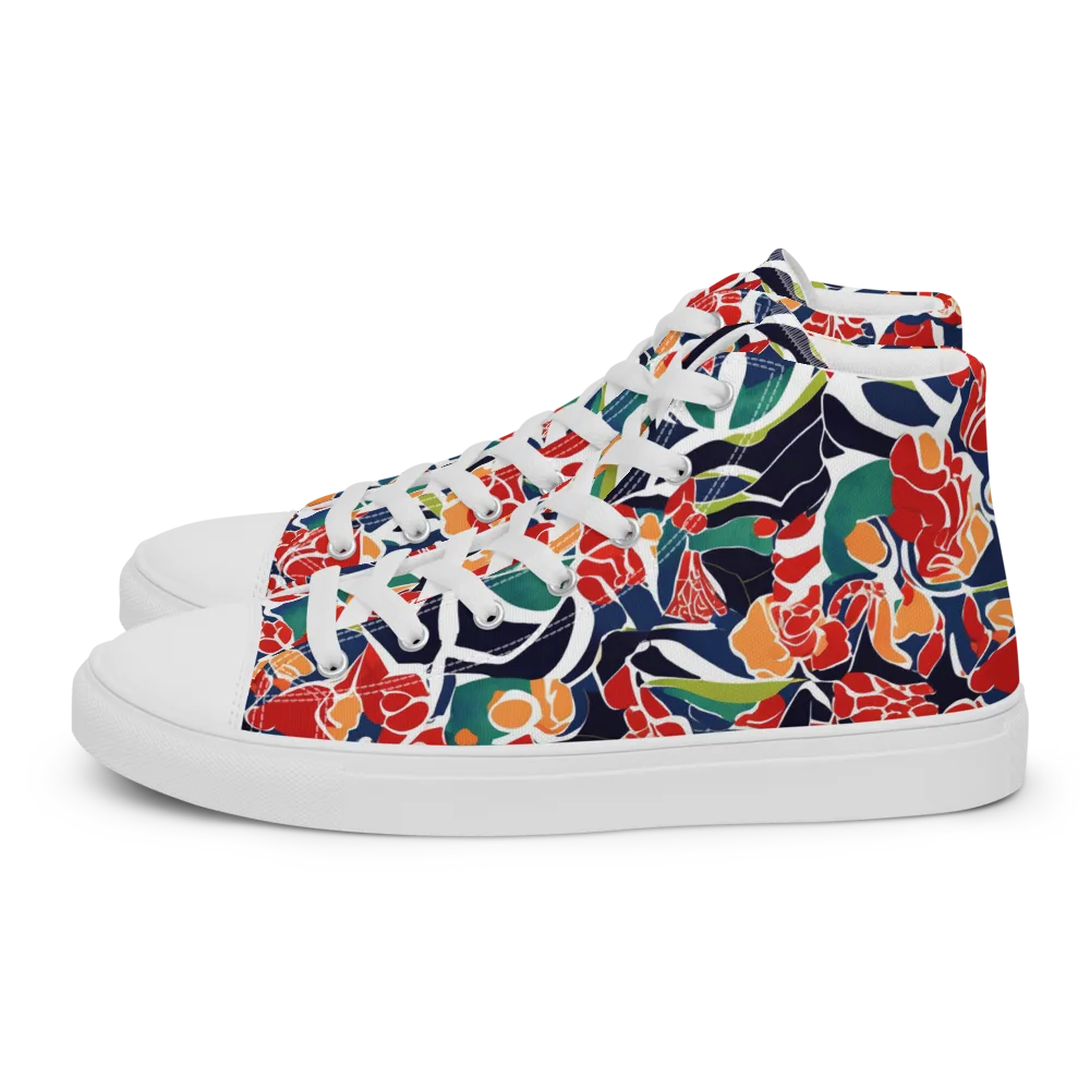 Midnight Garden on Women's High Top Canvas Shoes — Left