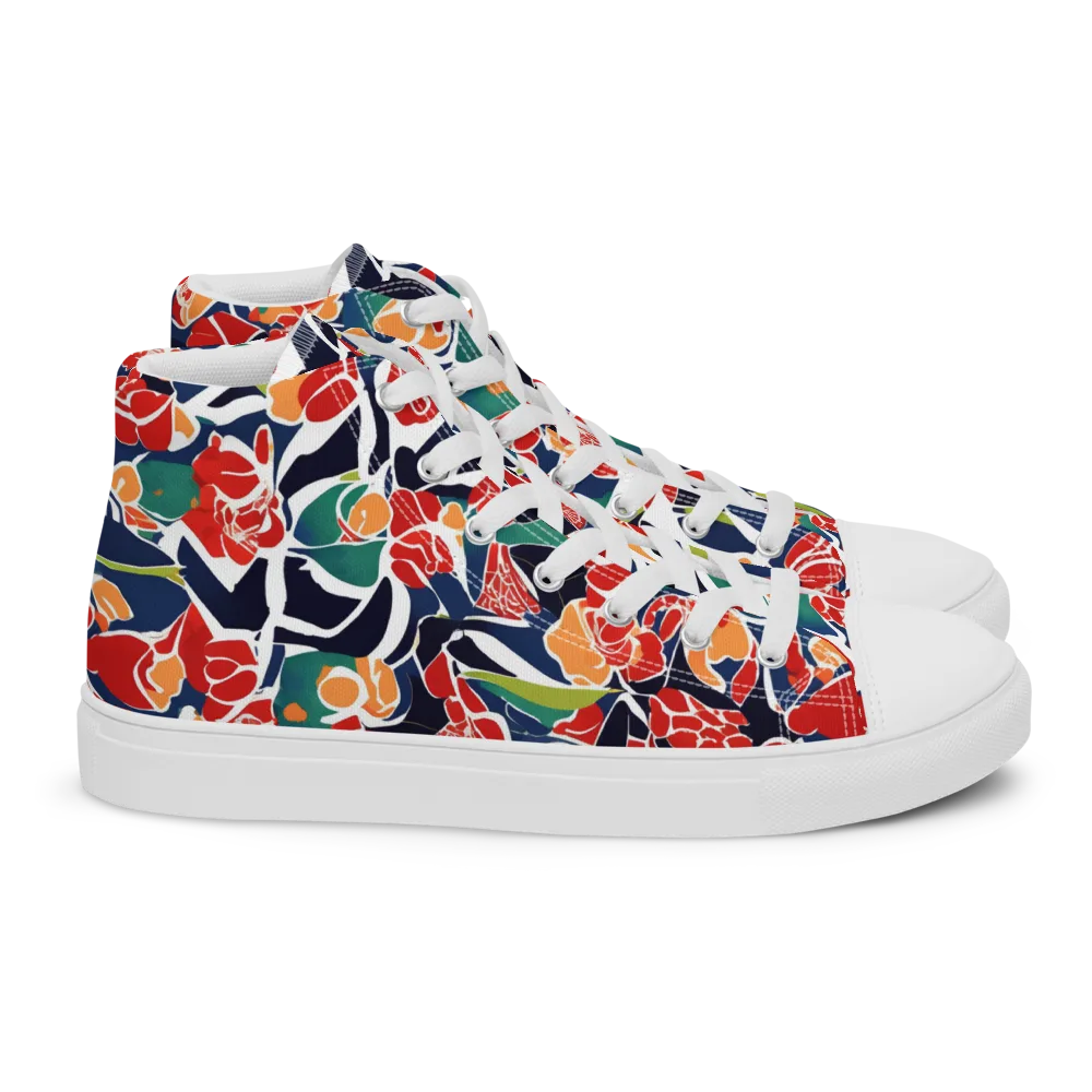 Midnight Garden on Women's High Top Canvas Shoes — Right