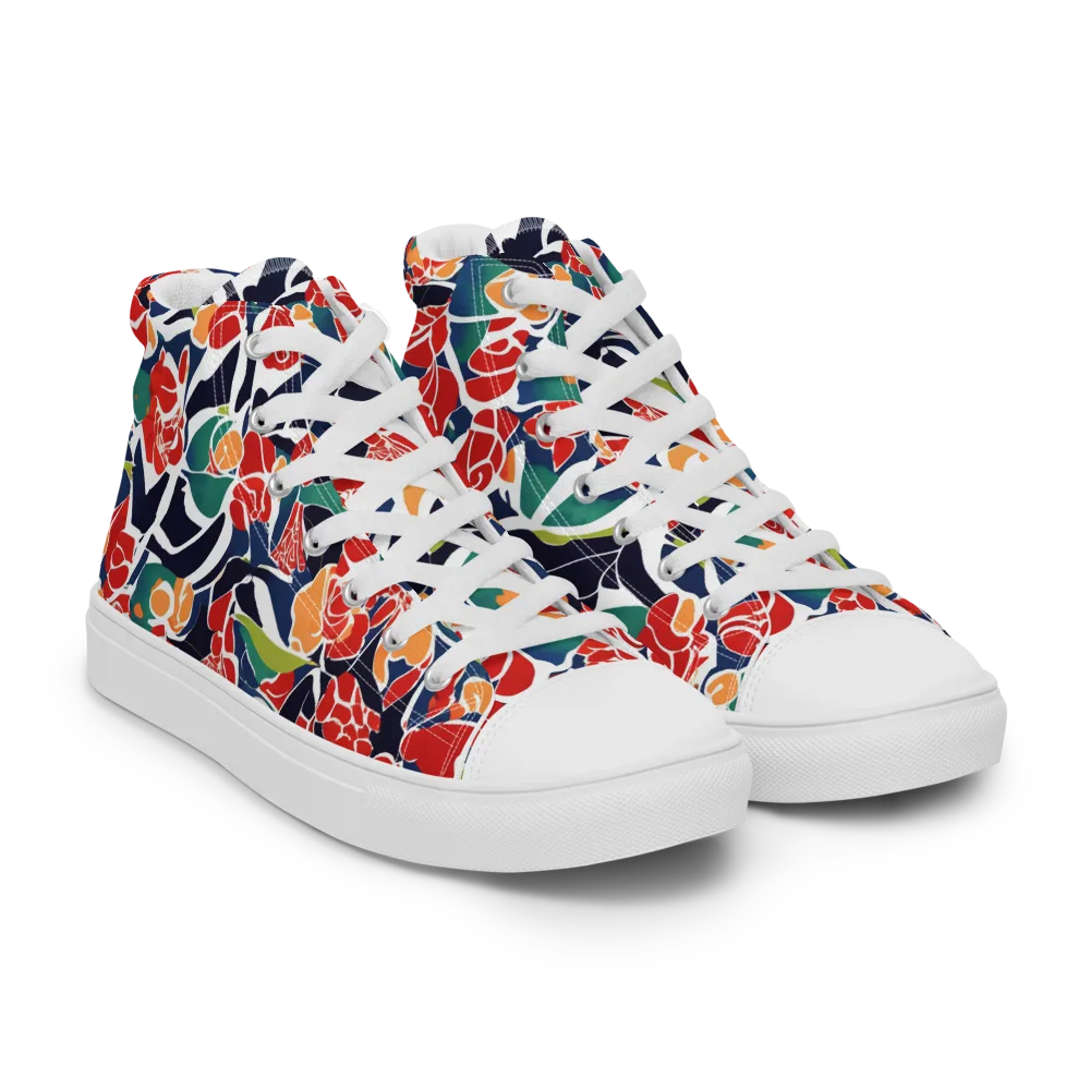 Midnight Garden on Women's High Top Canvas Shoes — Right Front