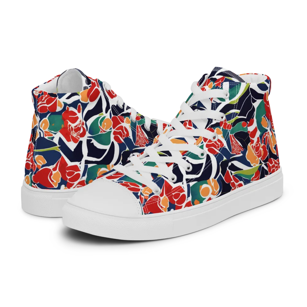 Midnight Garden on Women's High Top Canvas Shoes — Left