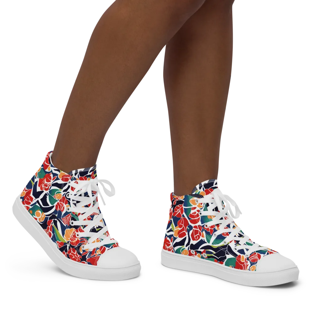 Midnight Garden on Women's High Top Canvas Shoes — Right