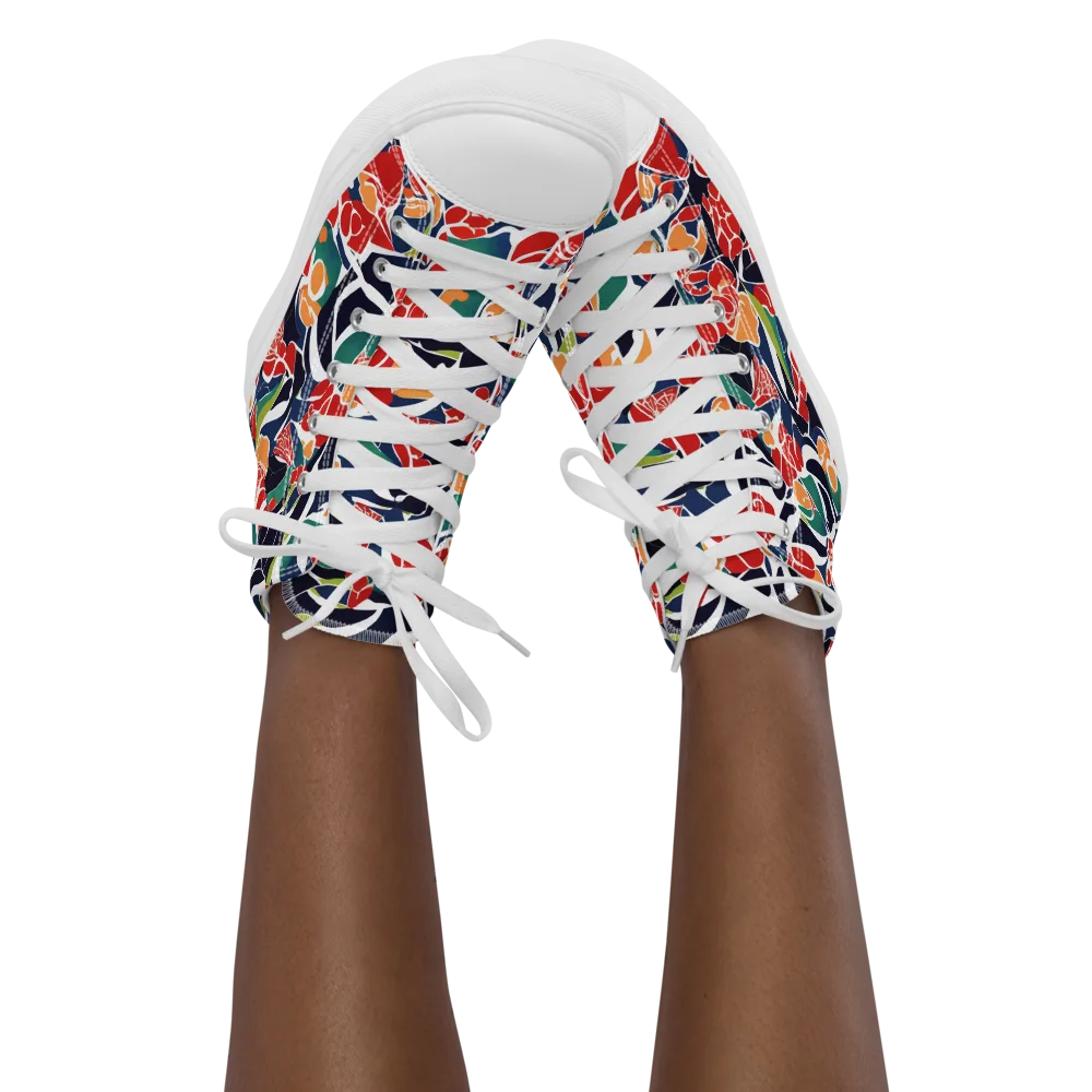 Midnight Garden on Women's High Top Canvas Shoes — Front
