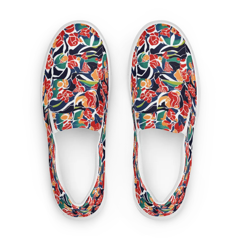 Midnight Garden on Men's Slip-On Canvas Shoes — Front