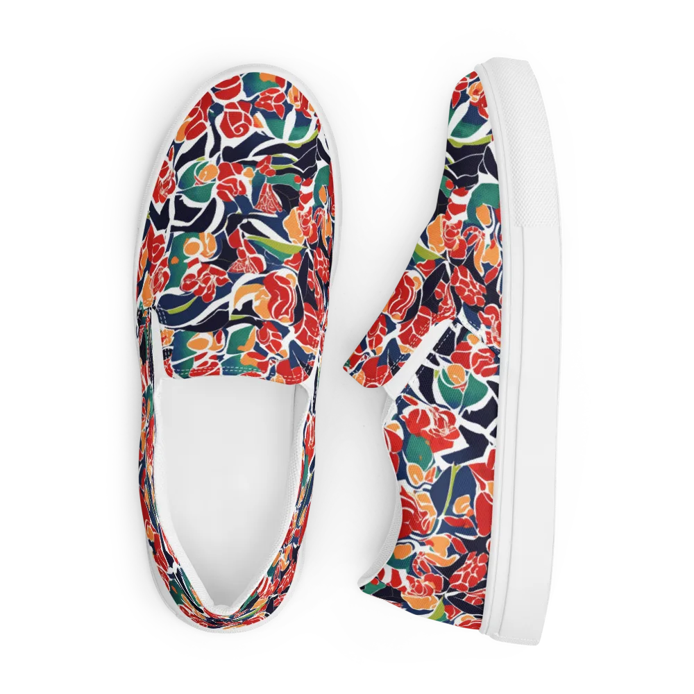 Midnight Garden on Men's Slip-On Canvas Shoes — Front
