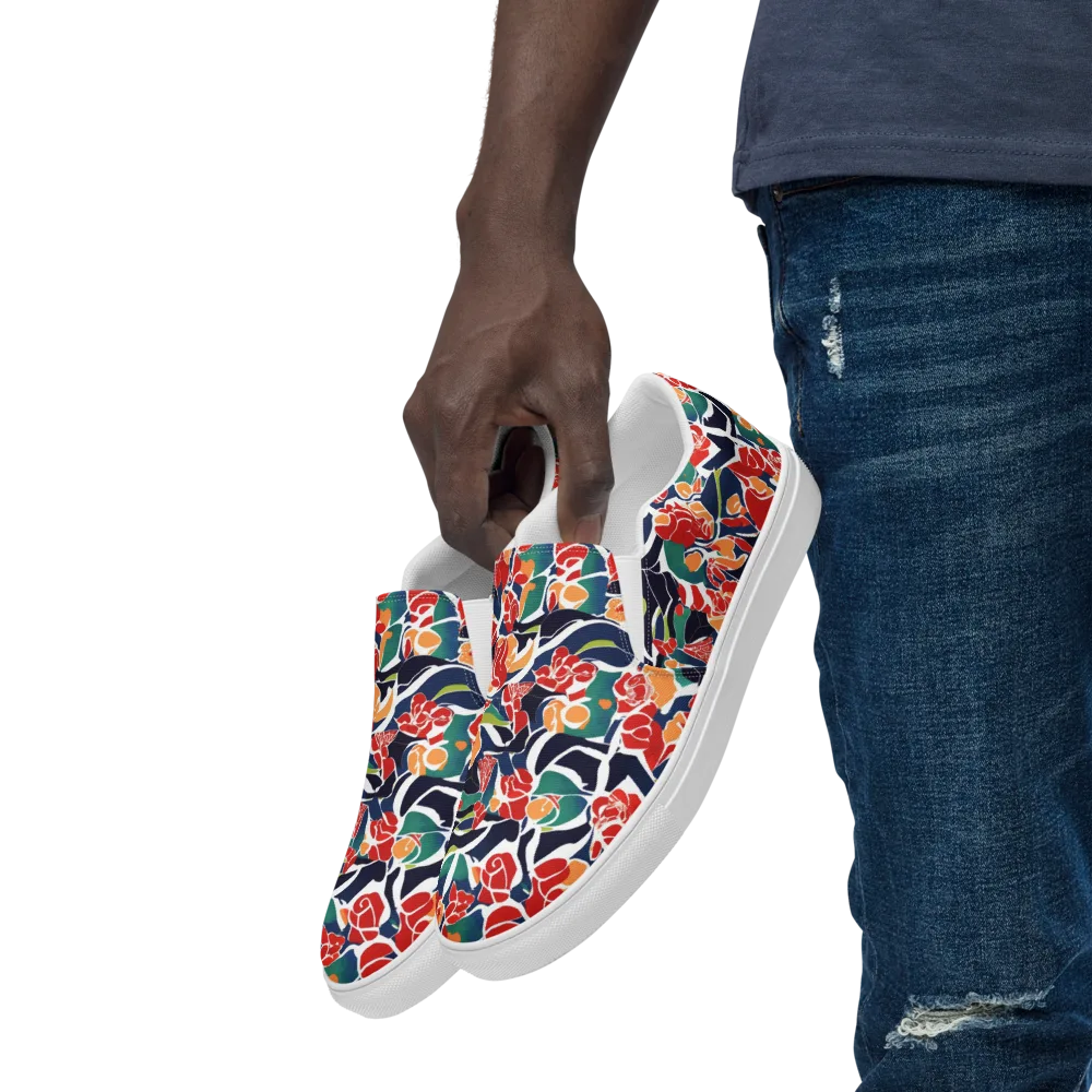 Midnight Garden on Men's Slip-On Canvas Shoes — Left Front