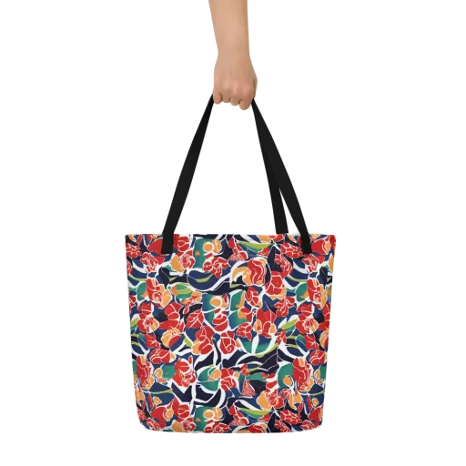 Midnight Garden on a Large Tote Bag W/ Pocket