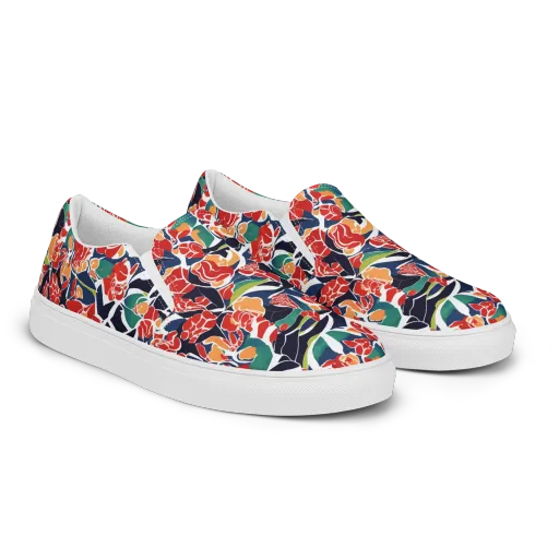 Midnight Garden on a Women's Slip-On Canvas Shoes