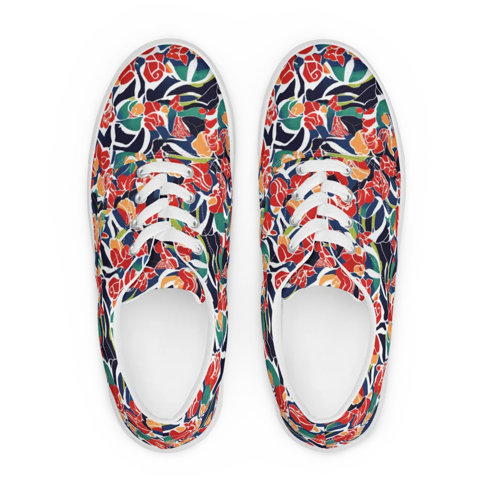 Midnight Garden on Men's Lace-Up Canvas Shoes — Front