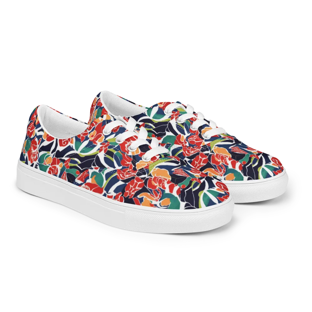 Midnight Garden on Men's Lace-Up Canvas Shoes — Right Front