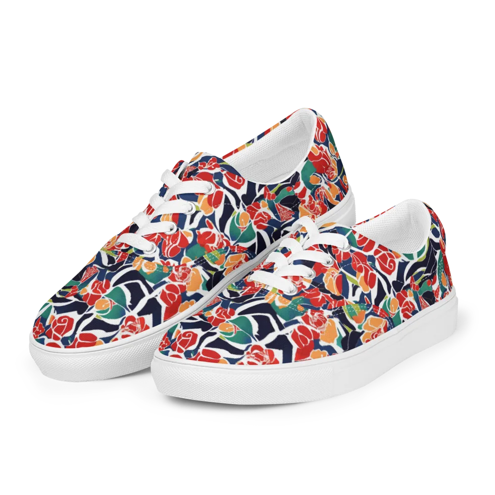 Midnight Garden on Men's Lace-Up Canvas Shoes — Left Front