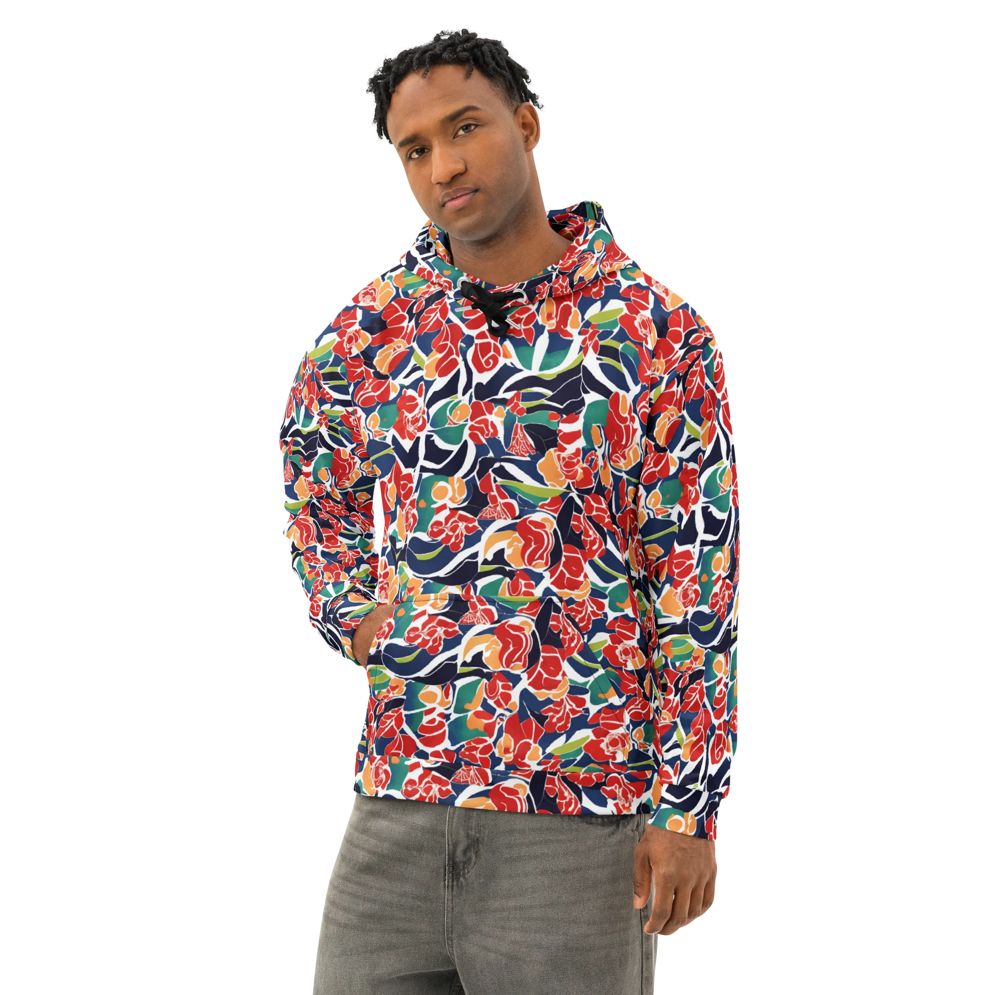 Midnight Garden on Cotton Hoodie — Left Front