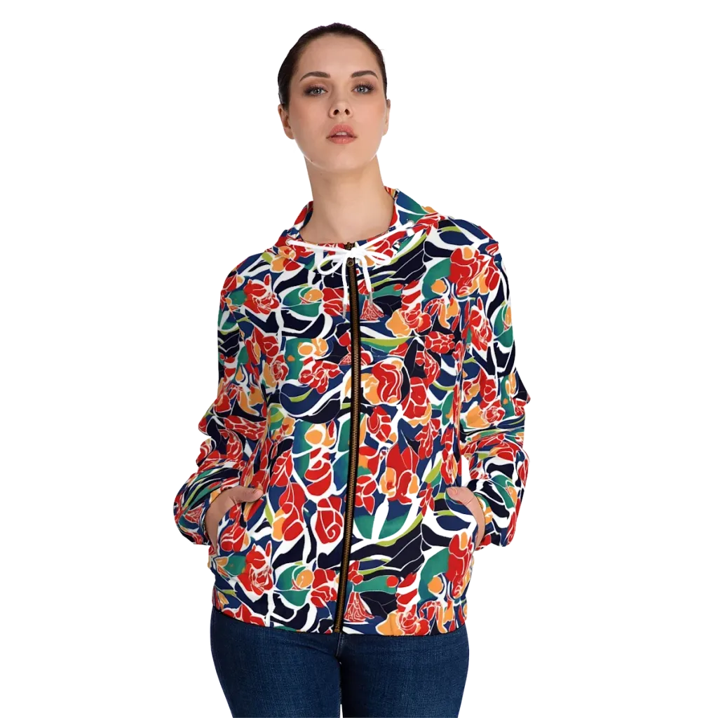Midnight Garden on Women's Full-Zip Hoodie — Front On Person