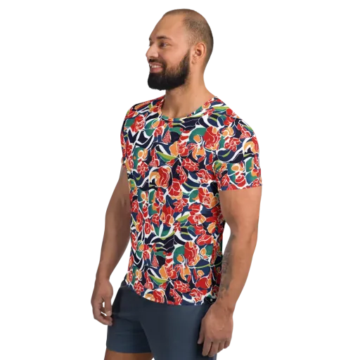 Midnight Garden on a Men's Athletic T-Shirt