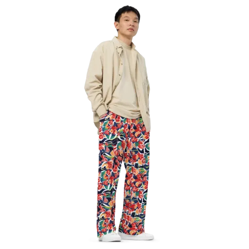 Midnight Garden on a Wide-Leg Pants