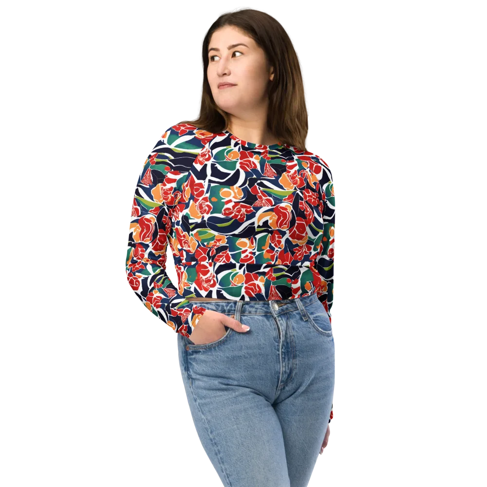 Midnight Garden on Long Sleeve Crop Top — Front