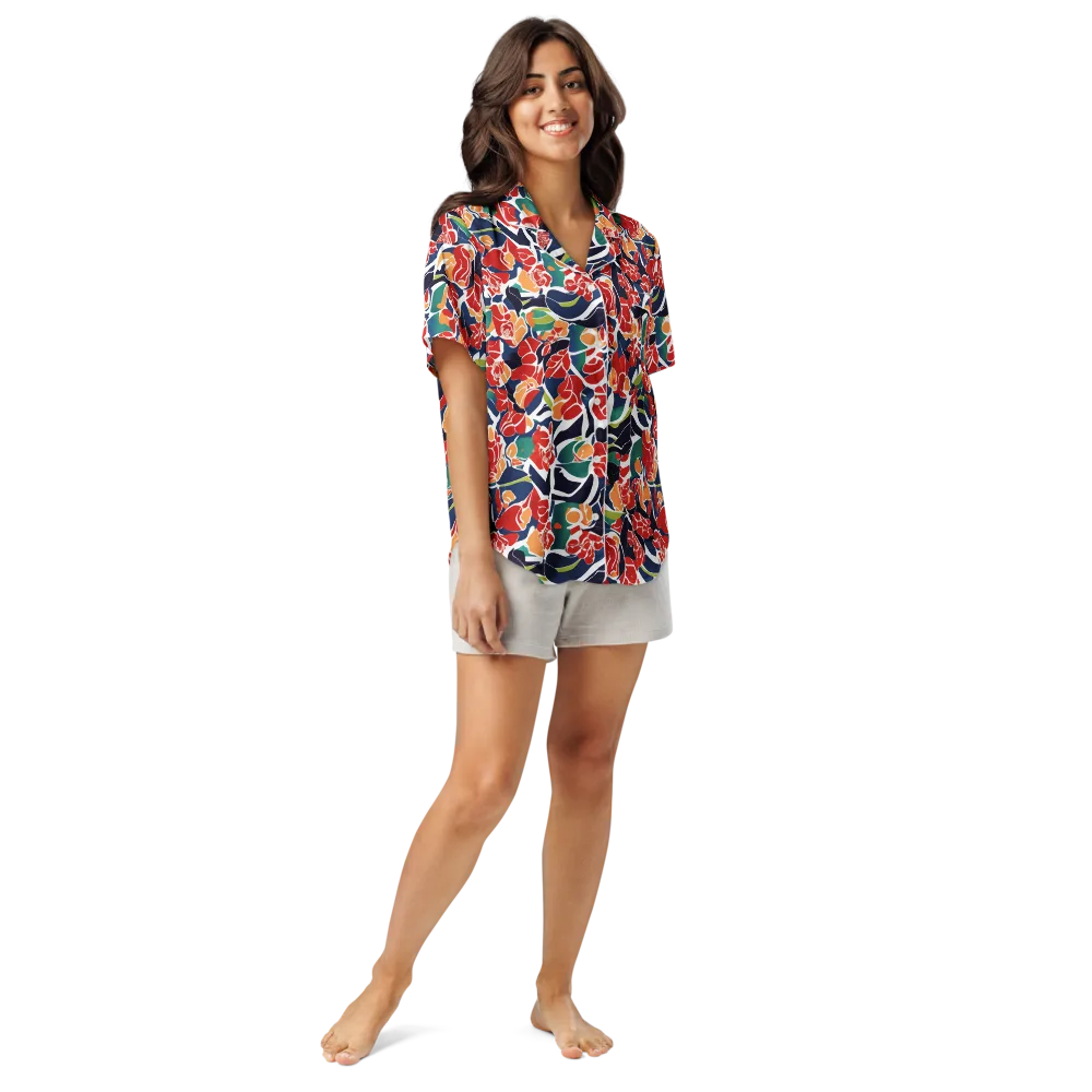 Midnight Garden on Women's Short Sleeve Pajama Top — Front