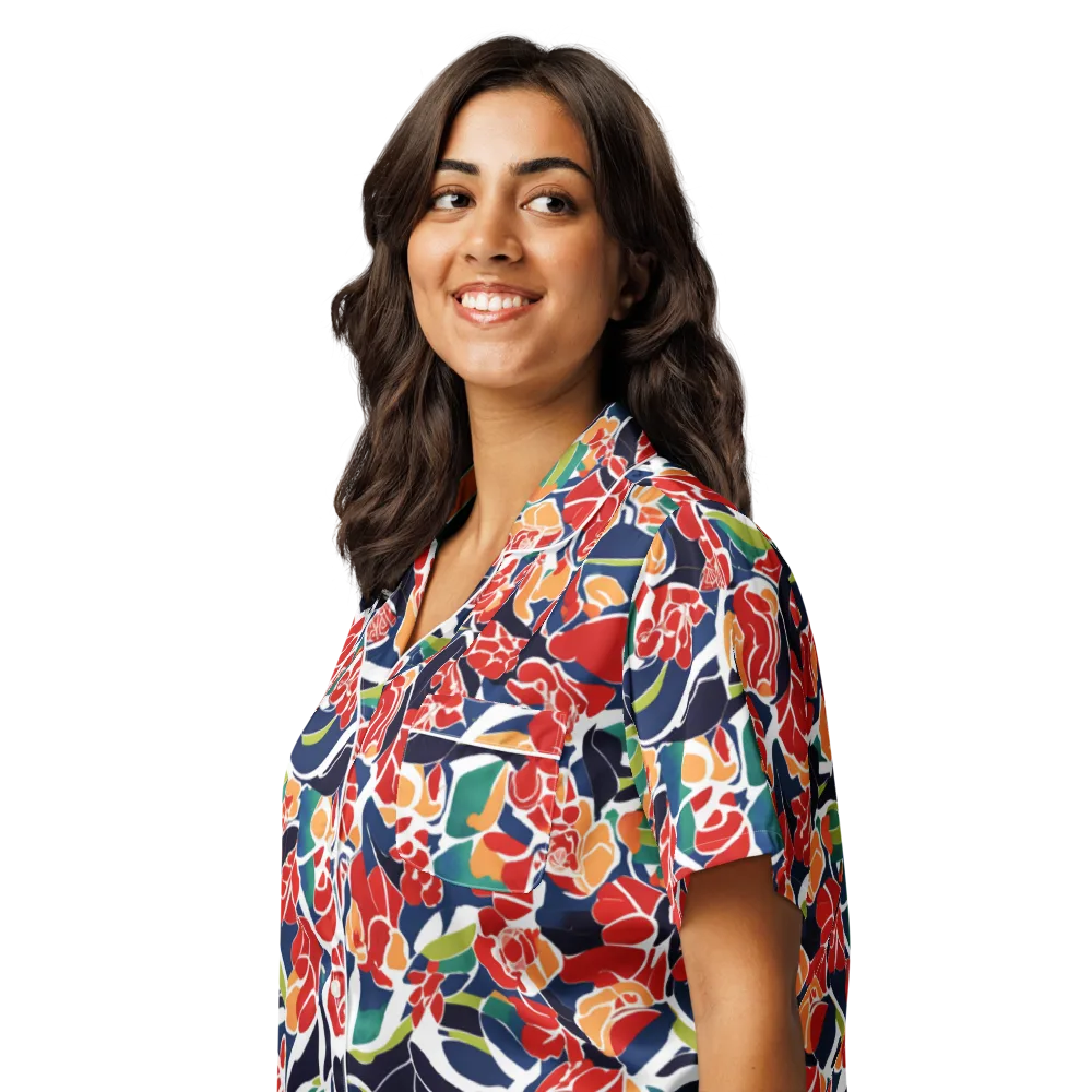 Midnight Garden on Women's Short Sleeve Pajama Top — Left Front