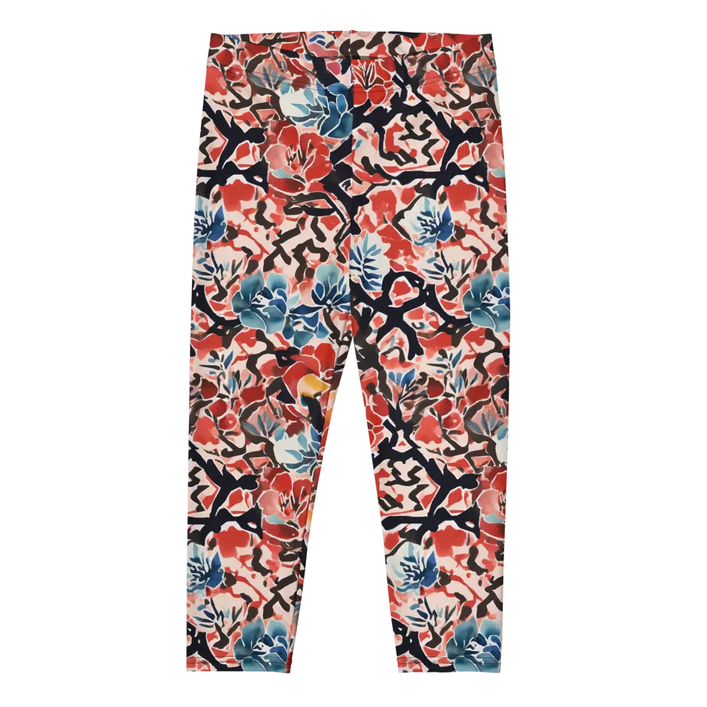 Crimson Brushwork on Capri Leggings — Front