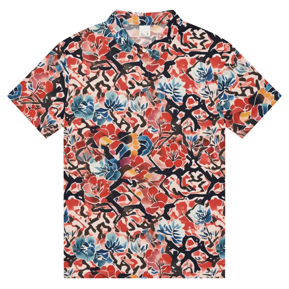 Crimson Brushwork on Men's Slim Fit Polo Shirt — Front