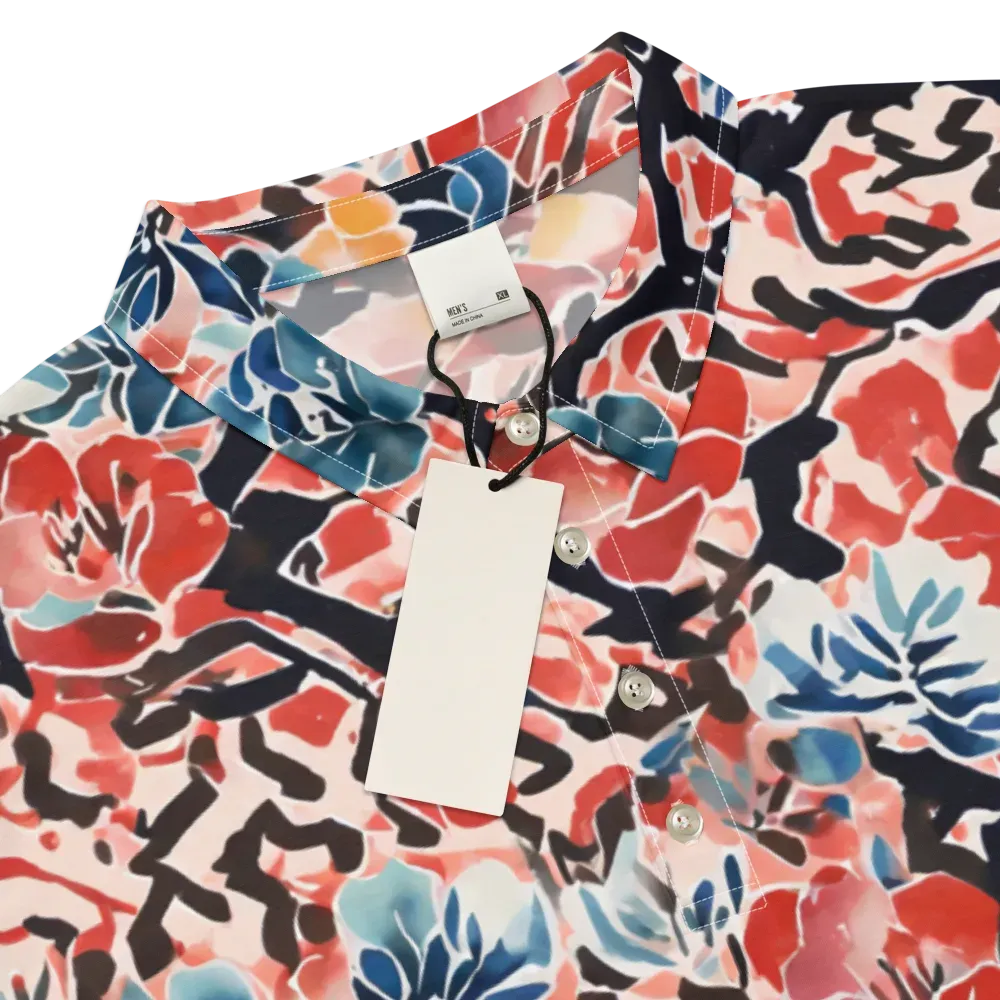Crimson Brushwork on Men's Slim Fit Polo Shirt — Product details