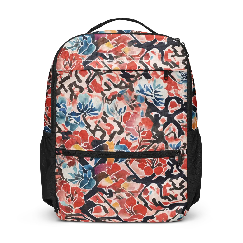 Crimson Brushwork on Utility Backpack — Front