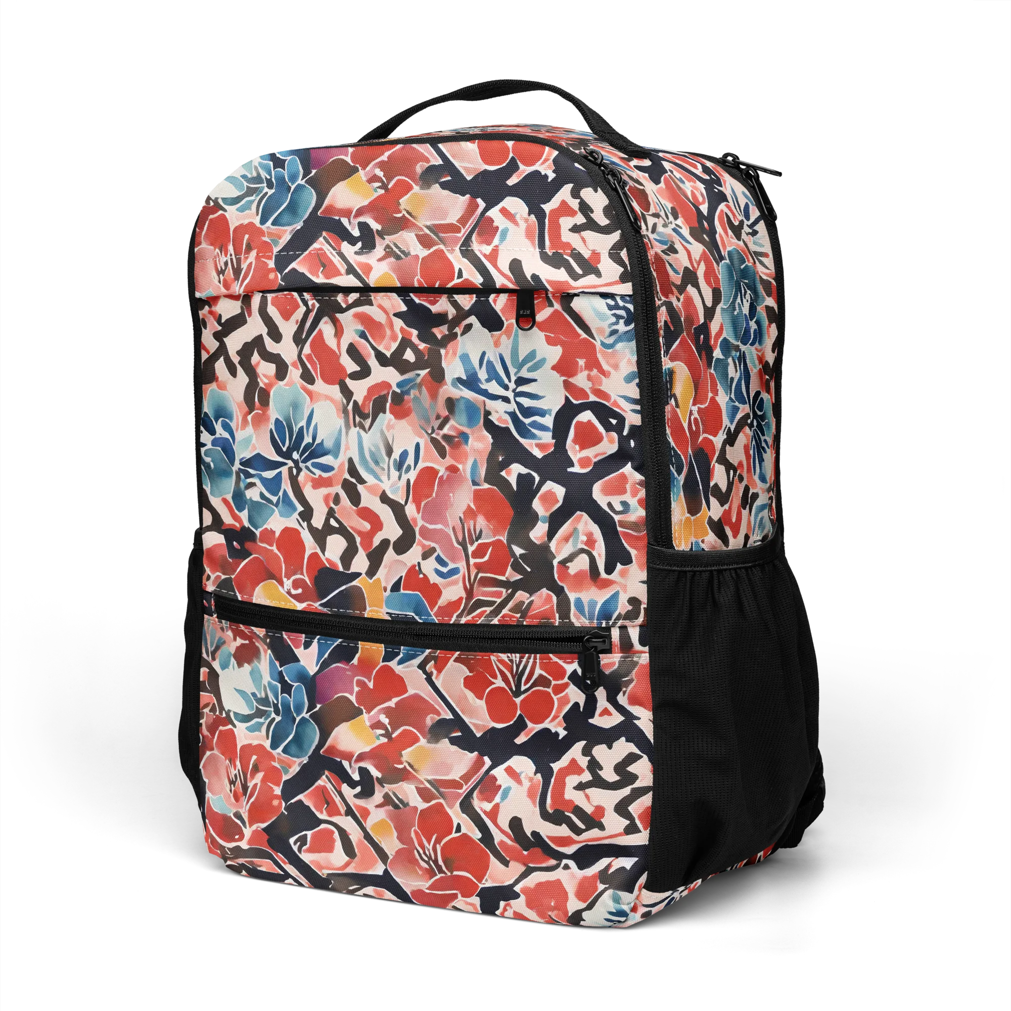Crimson Brushwork on Utility Backpack — Left Front