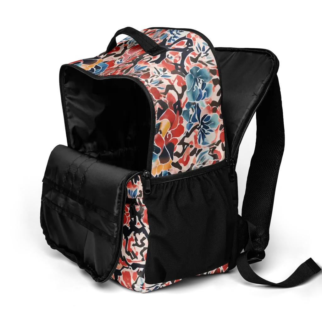 Crimson Brushwork on Utility Backpack — Product details 2