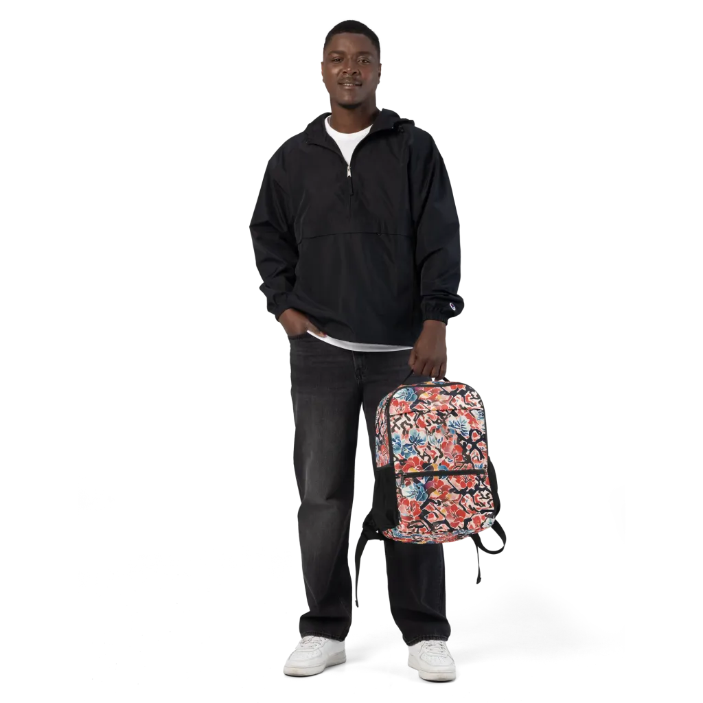 Crimson Brushwork on Utility Backpack — Front