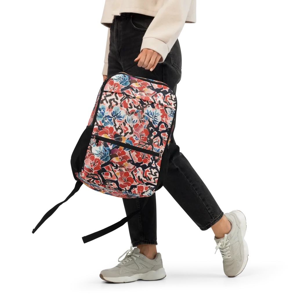 Crimson Brushwork on Utility Backpack — Front