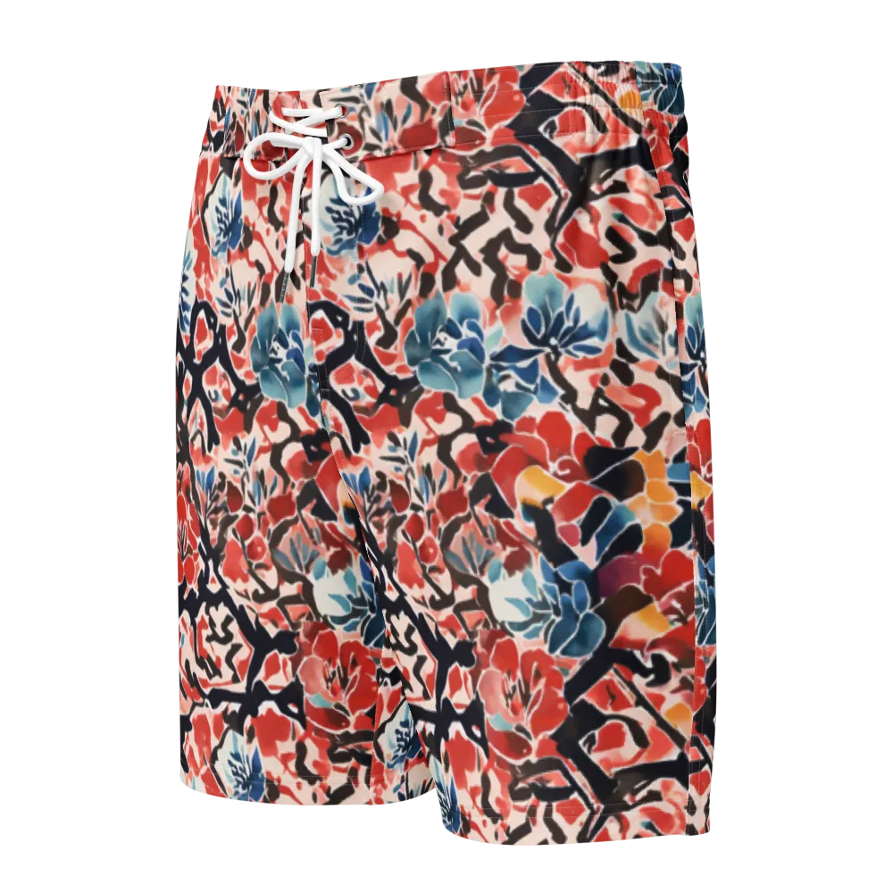 Crimson Brushwork on Men's Board Shorts — Front