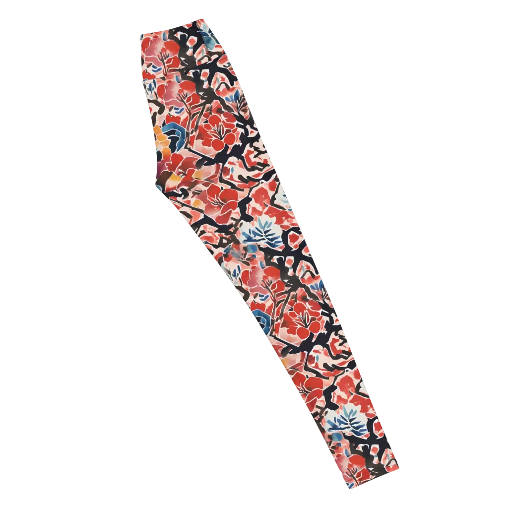 Crimson Brushwork on Yoga Leggings — Right