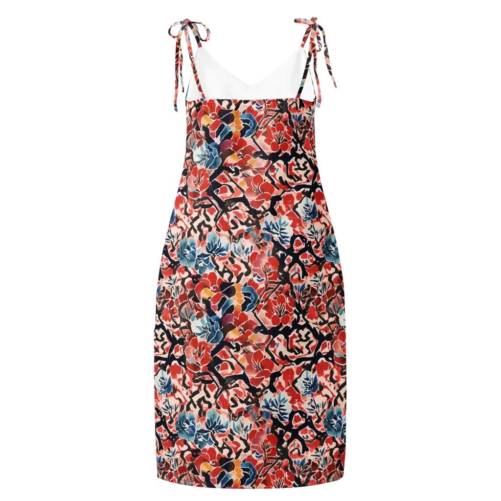 Crimson Brushwork on Slip Dress — Back