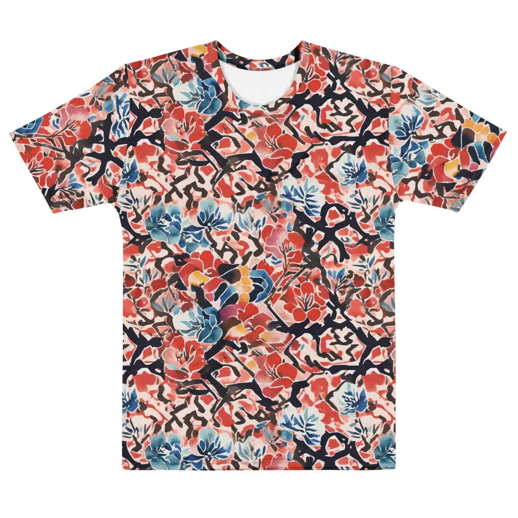 Crimson Brushwork on Men's Cotton Crew Neck T-Shirt — Front