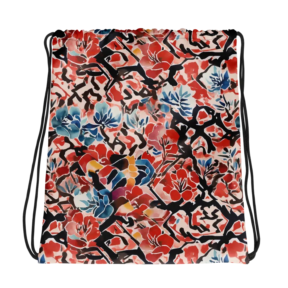 Crimson Brushwork on Drawstring Bag — Photo