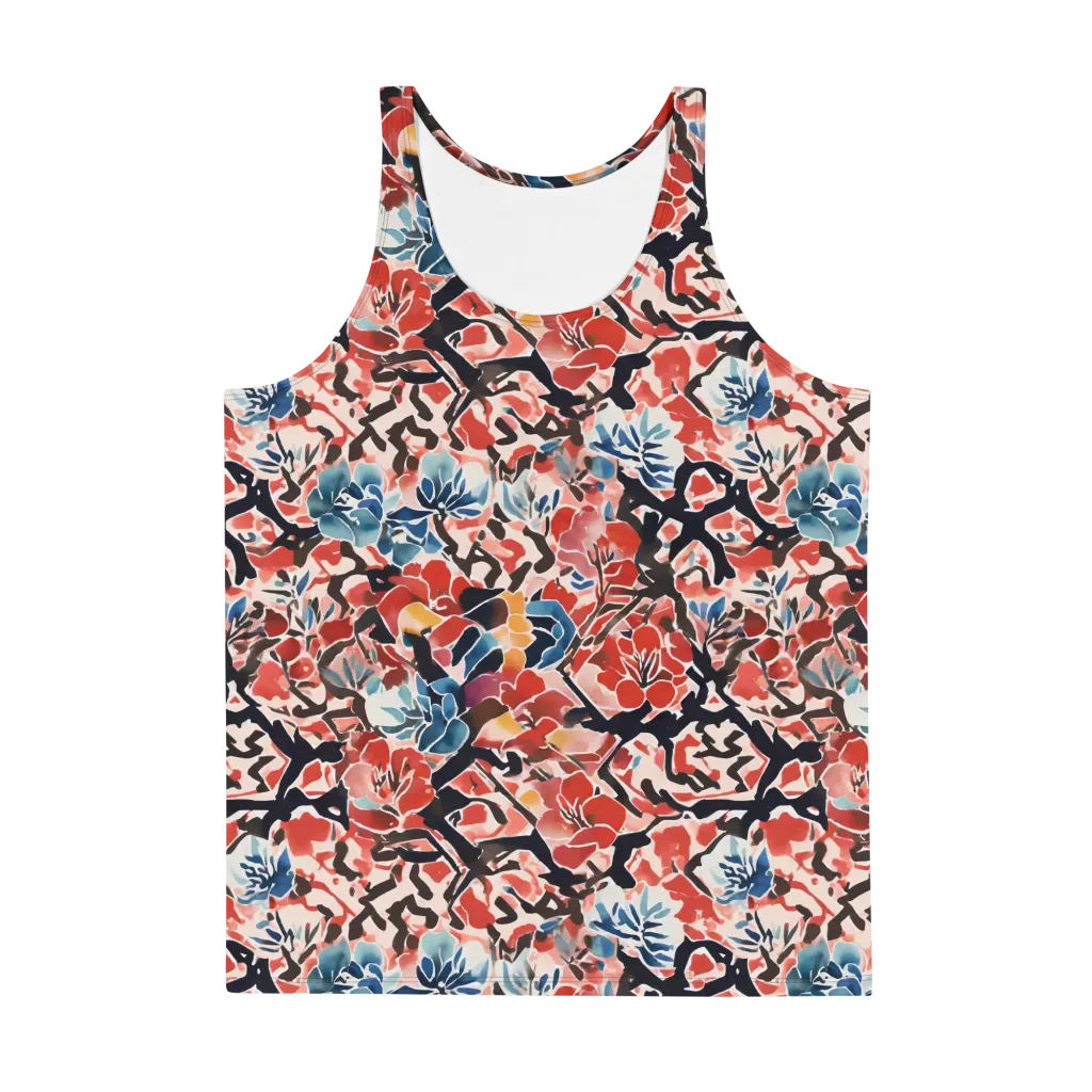 Crimson Brushwork on Men's Tank Top — Front