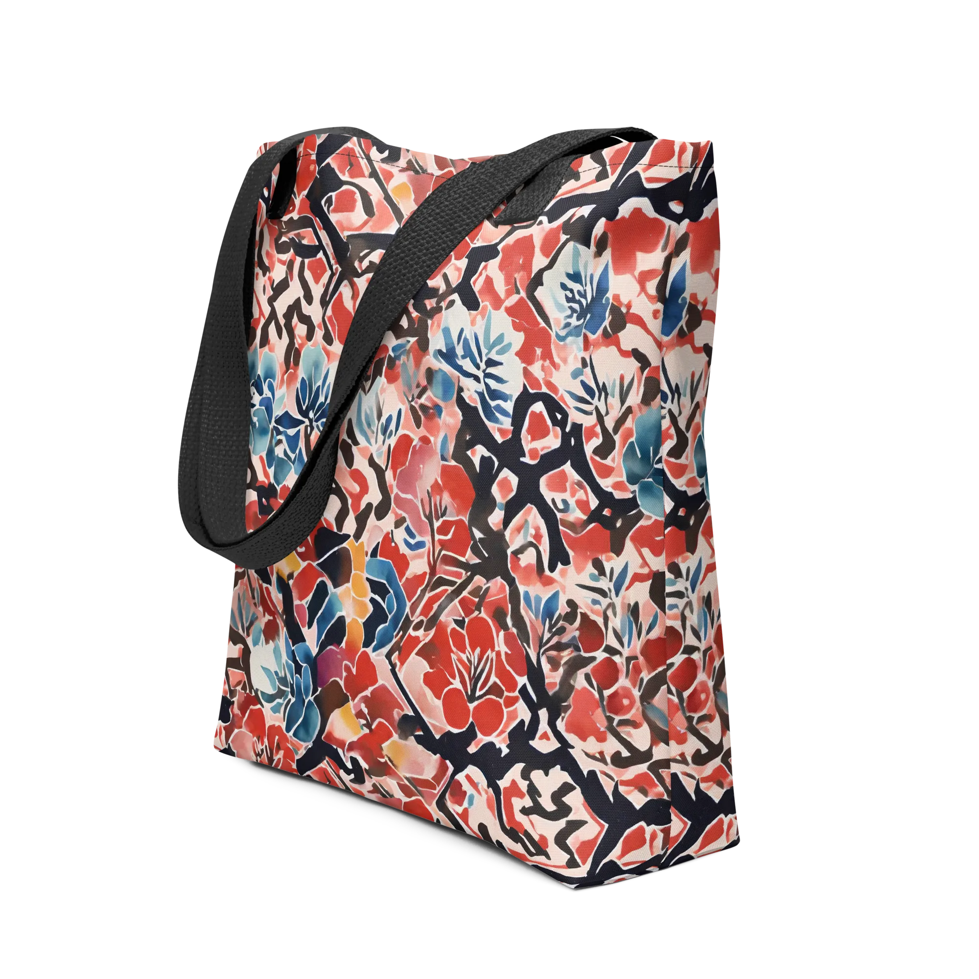Crimson Brushwork on Tote Bag — Front
