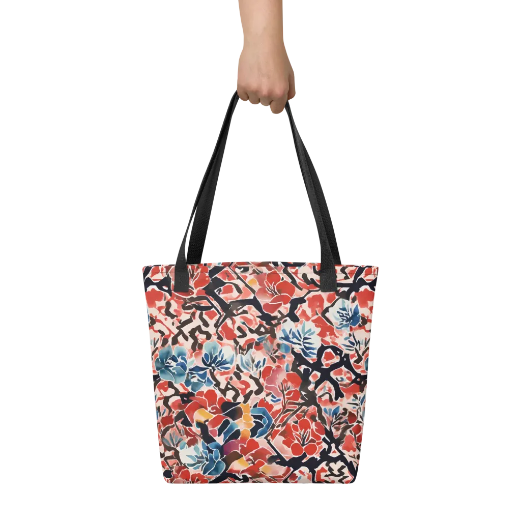 Crimson Brushwork on Tote Bag — Front