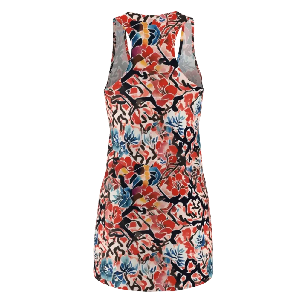 Crimson Brushwork on Racerback Dress — Back