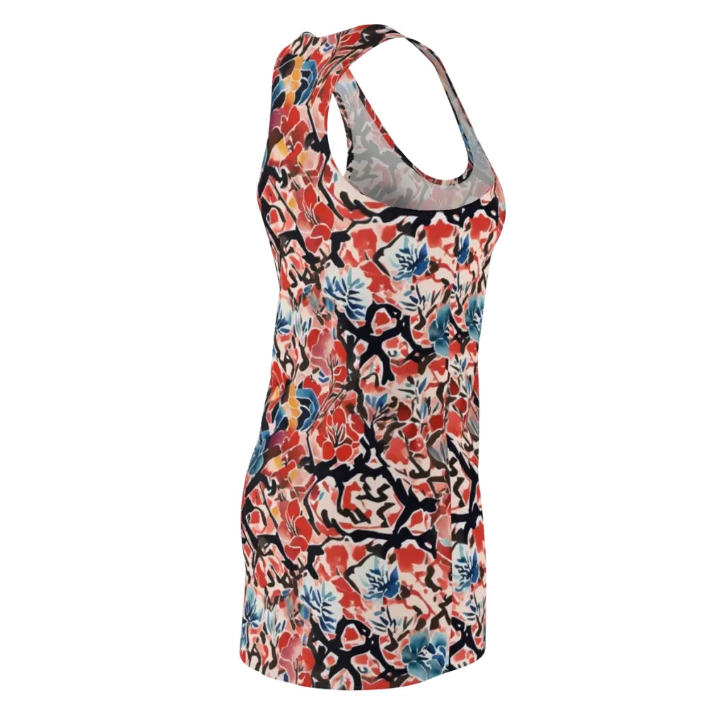 Crimson Brushwork on Racerback Dress — Back Side