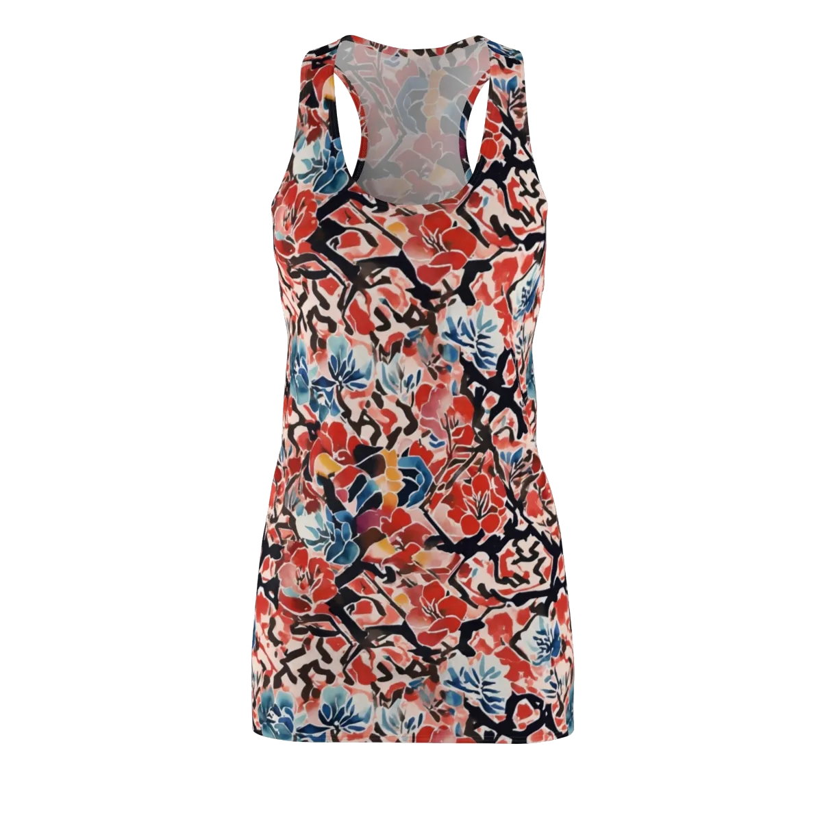 Crimson Brushwork on Racerback Dress — Front
